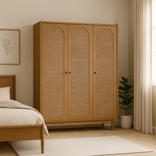 Zoya 3 Door Rattan Wardrobe (121cm)