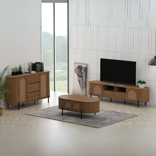 Zoya Rattan Living Room Set <br> (Coffee Table + TV Console + Shoe Cabinet)