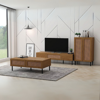 Winslet Rattan Living Room Set <br> (Coffee Table + TV Console + Shoe Cabinet)