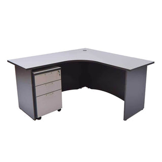 Megafurniture | Danica L Shape Study Table with Mobile Pedestal | Study Table