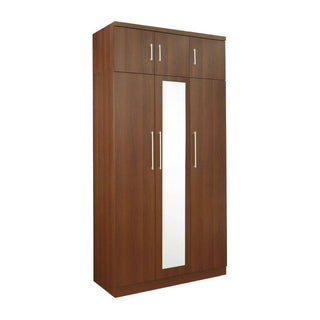 Megafurniture | Darragh Mirror 3 Open Door Wardrobe with Top | Open Door Wardrobe