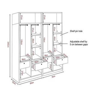 Megafurniture | Darragh Mirror 4 Open Door Wardrobe with Top | Open Door Wardrobe