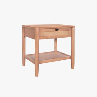 Megafurniture | Delora Wooden Bedside Table with Rattan Drawer | Bed Side Table