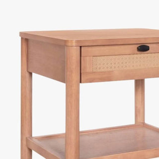 Megafurniture | Delora Wooden Bedside Table with Rattan Drawer | Bed Side Table