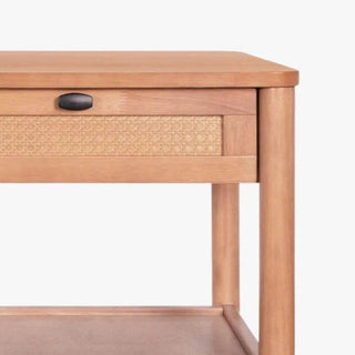 Megafurniture | Delora Wooden Bedside Table with Rattan Drawer | Bed Side Table