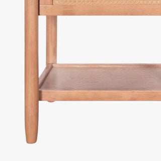 Megafurniture | Delora Wooden Bedside Table with Rattan Drawer | Bed Side Table