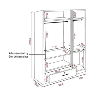 Megafurniture | Deverel II 3 Open Door Wardrobe | Open Door Wardrobe