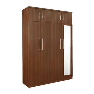 Megafurniture | Deverel Mirror 4 Open Door Wardrobe with Top | Open Door Wardrobe