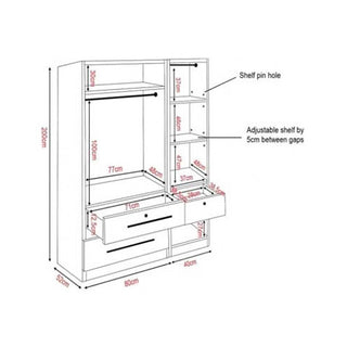 Megafurniture | Elizabeth 3 Open Door Wardrobe with Drawers | Open Door Wardrobe
