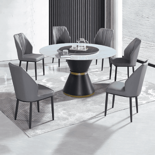 Angelica Round Ceramic Dining Table with Lazy Susan (135cm)