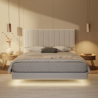 Maisie Teddy Fabric Floating Bed Frame (With LED)
