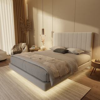 Maisie Teddy Fabric Floating Bed Frame (With LED)