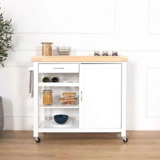 Megafurniture | Hadley White Kitchen Trolley | Kitchen Trolley
