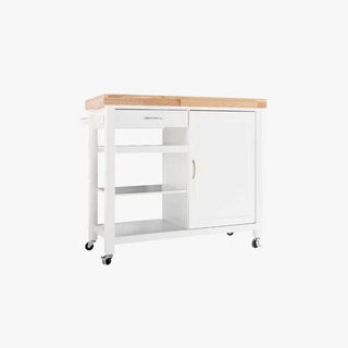 Megafurniture | Hadley White Kitchen Trolley | Kitchen Trolley