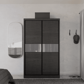 Megafurniture | Helene Modular Wardrobe (Dark Oak with Frosted Glass) | Modular Wardrobe
