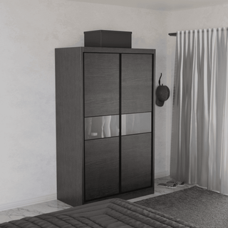 Megafurniture | Helene Modular Wardrobe (Dark Oak with Frosted Glass) | Modular Wardrobe