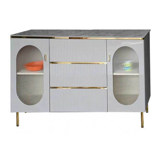 Megafurniture | Hollis II Polished Sintered Stone Buffet Hutch | Sideboard
