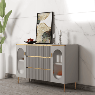 Megafurniture | Hollis II Polished Sintered Stone Buffet Hutch | Sideboard