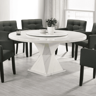 Kirra Round Marble Dining Table + Mirzam Fabric Dining Chair (1+6)