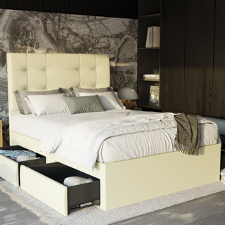 Jaxon Faux Leather Drawer Bed Frame