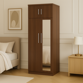Devereau 2 Door Wardrobe with Mirror and Top (80cm)
