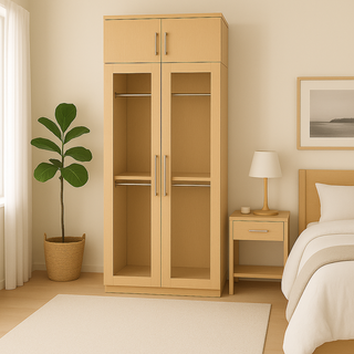 Borese Glass Door Wardrobe with Top (80cm)