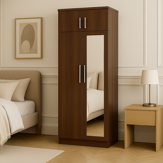 Borese 2 Door Wardrobe with Mirror and Top (80cm)