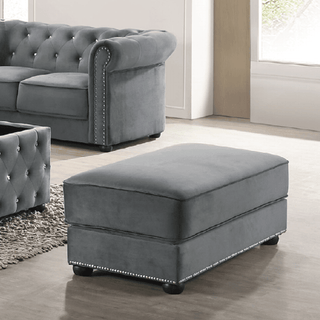 Machiko Velvet Living Room Set (3+2 Chesterfield Fabric Sofa + Ottoman + Coffee Table)