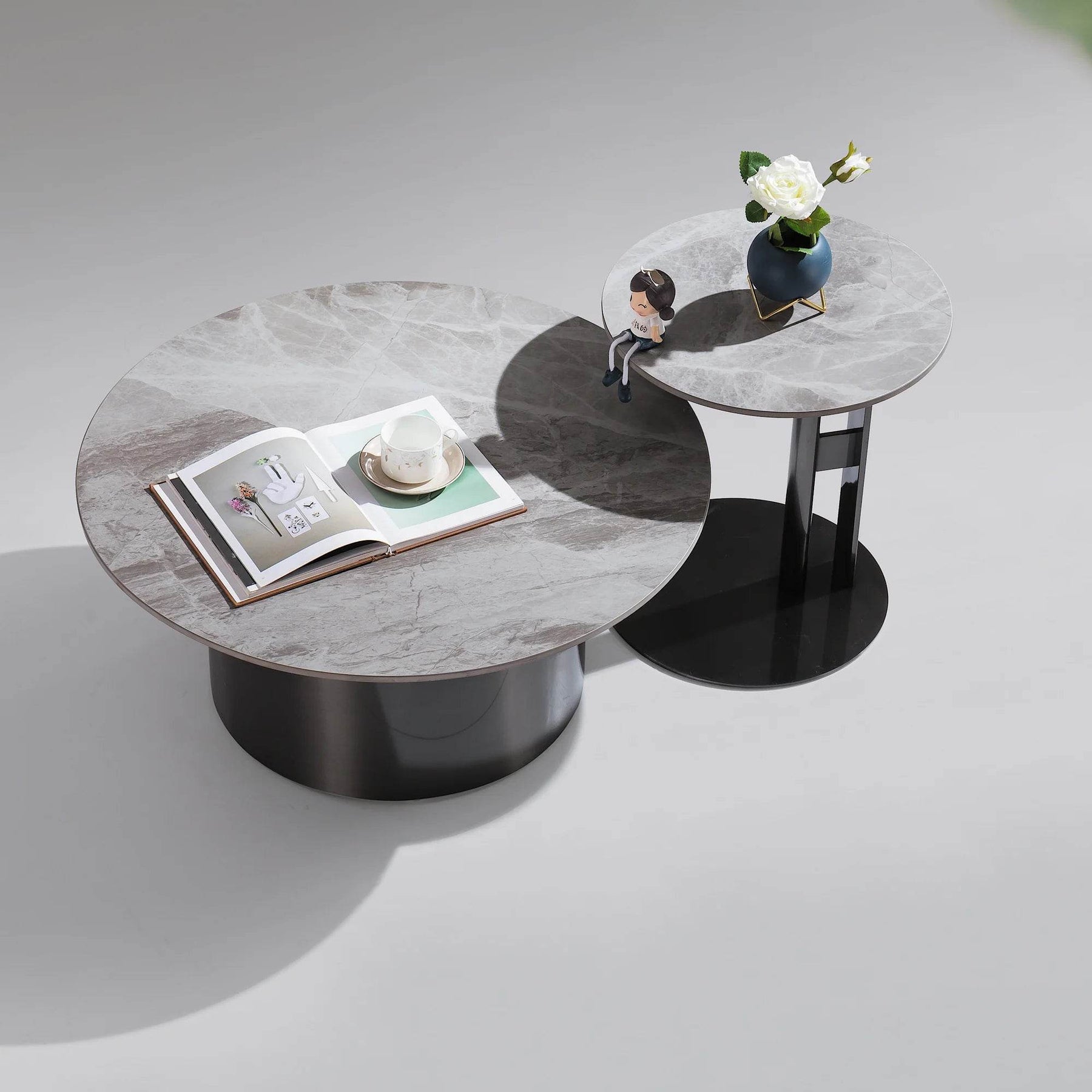 Megafurniture | Larissa Glossy Sintered Stone Nesting Coffee Table | Coffee Table