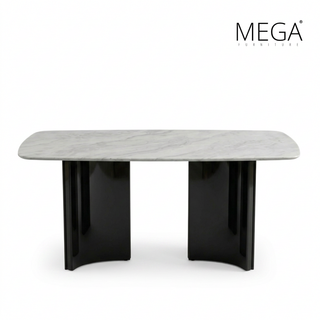 Runae Sintered Stone Dining Table & Niva Faux Leather Dining Chair Set (1+6)