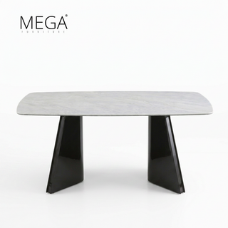 Lumi Sintered Stone Dining Table & Lyren Fabric Dining Chair Set (1+6)