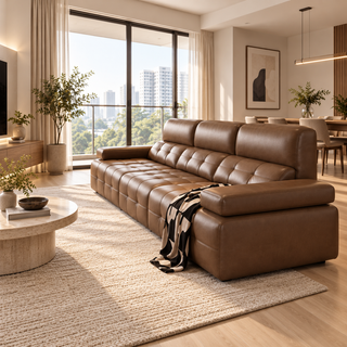 Myvello Leather Sofa