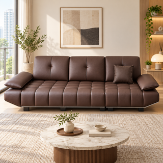 Cevron Leather Sofa