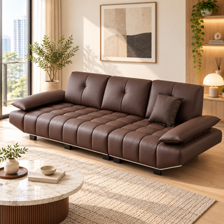 Cevron Leather Sofa