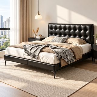 Arvenlo Genuine Leather Bed Frame