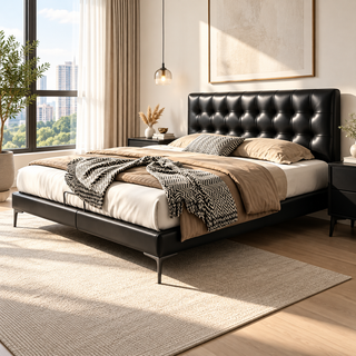 Arvenlo Genuine Leather Bed Frame