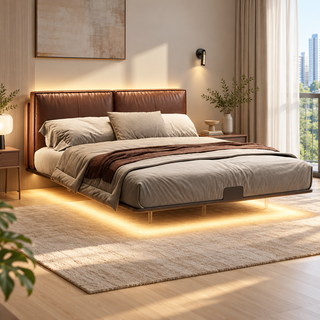Kirello Leather Floating Bed Frame (With LED)