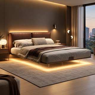 Kirello Leather Floating Bed Frame (With LED)