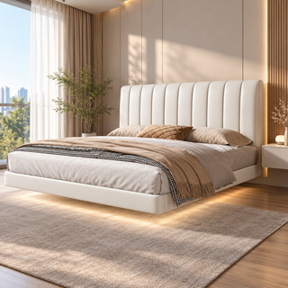 Dorvilo Leather Floating Bed Frame (With LED)