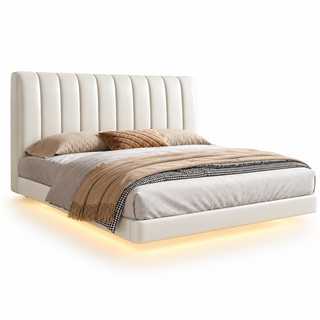 Dorvilo Leather Floating Bed Frame (With LED)