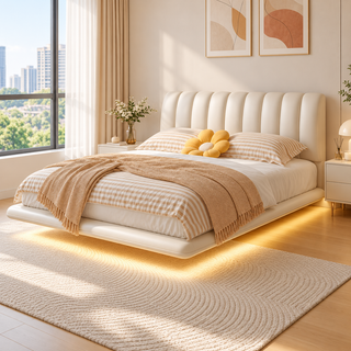 Selvarin Leather Floating Bed Frame (With LED)