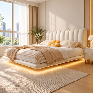 Selvarin Leather Floating Bed Frame (With LED)