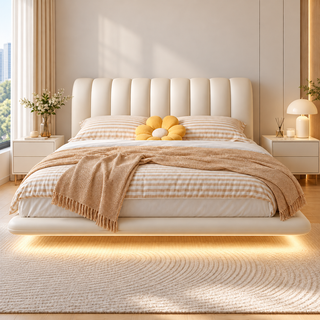 Selvarin Leather Floating Bed Frame (With LED)