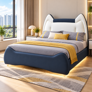 Haldris Leather Floating Bed Frame (With LED)