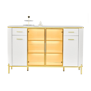 Megafurniture | Maurille White Buffet Hutch with Sintered Stone Top (160cm) | Sideboard