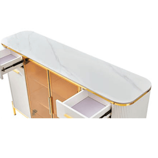 Megafurniture | Maurille White Buffet Hutch with Sintered Stone Top (160cm) | Sideboard