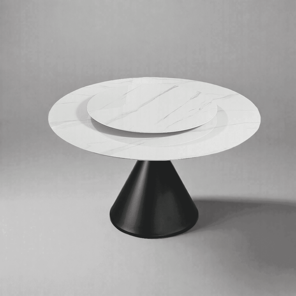 Melody Sintered Stone Round Dining Table (With or Without Lazy Susan ...