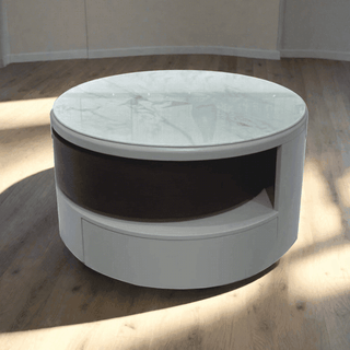 Megafurniture | Mila Round Extendable Coffee Table with Jade Stone Top | Coffee Table