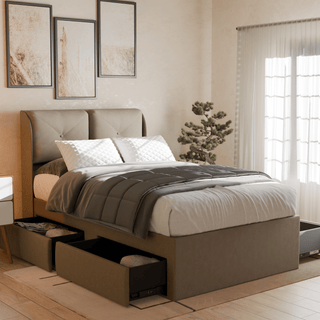Megafurniture | Mohave Fabric Drawer Bed Frame (Water Repellent) | Drawer Bed