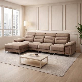 Pryn Fabric Adjustable Headrest L-Shaped Sofa by Esteller (Pet Friendly & Easy Clean)